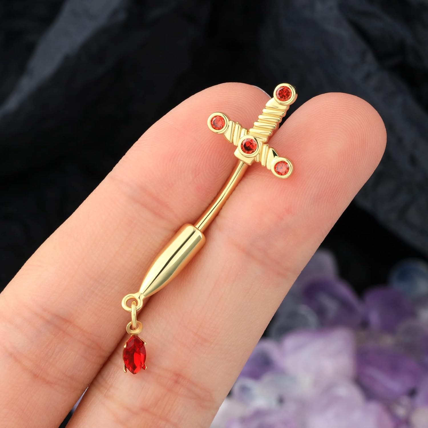 Mania Dagger Belly Button Rings Gold Belly Rings for Women 316L Stainless Steel Belly Button Piercing 10mm Navel Piercing Jewelry 14G Cool Style Belly Piercing Jewelry - 我的商店我的商店我的商店