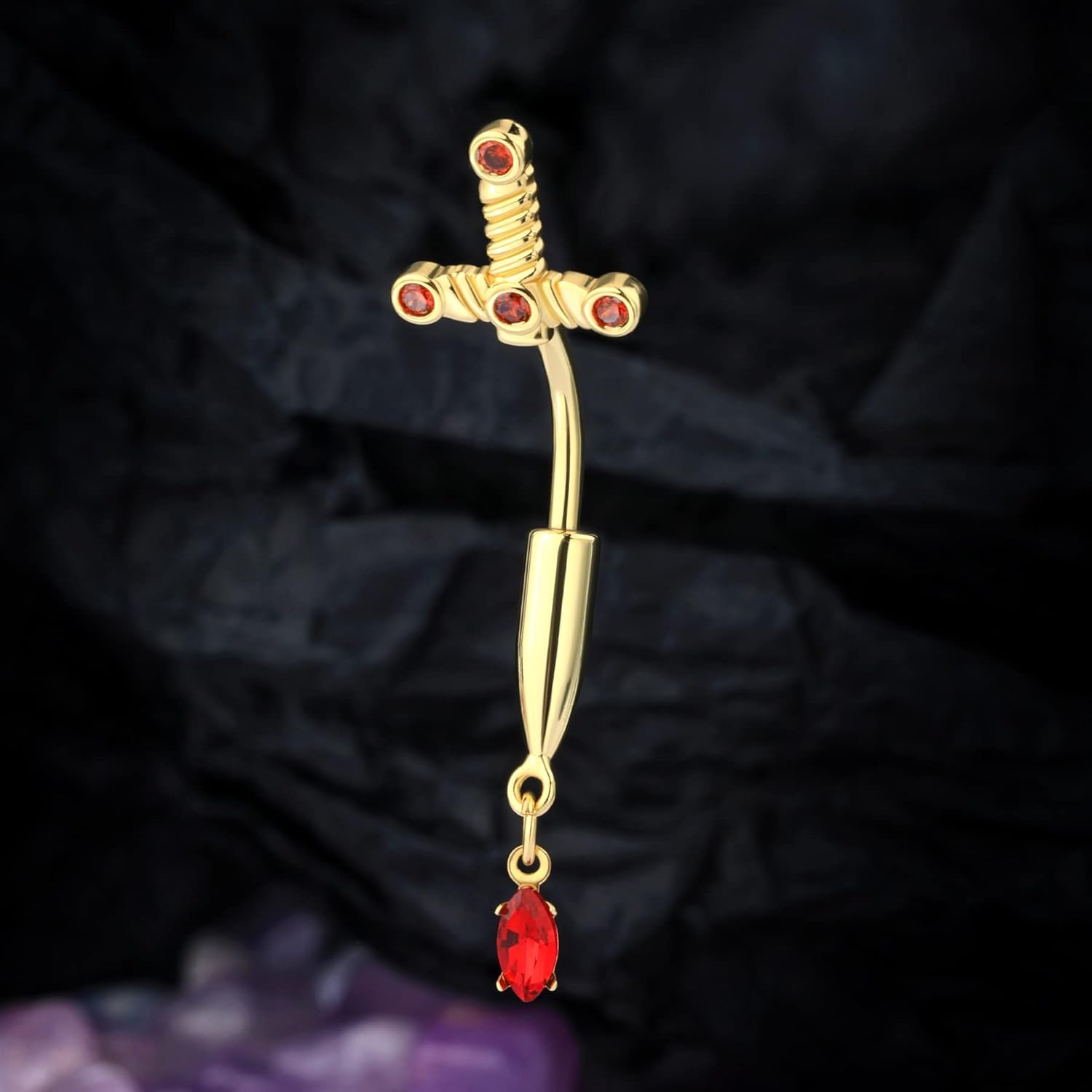 Mania Dagger Belly Button Rings Gold Belly Rings for Women 316L Stainless Steel Belly Button Piercing 10mm Navel Piercing Jewelry 14G Cool Style Belly Piercing Jewelry - 我的商店我的商店我的商店