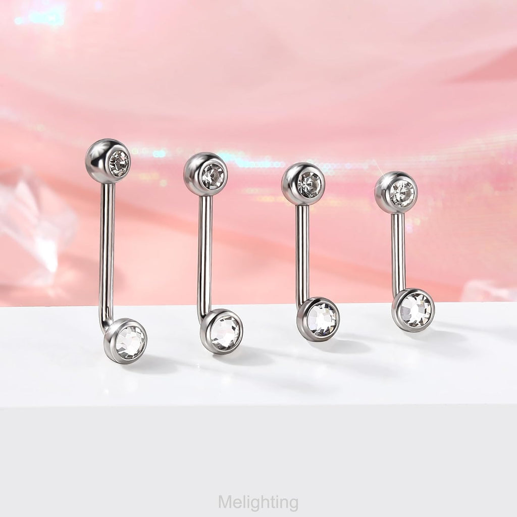 Melighting 14G Internally Threaded Belly Ring Stainless Steel 316L Belly Button Ring Transparent Round CZ Navel Piercing Jewellery for Women 10/12/14/16 mm - 我的商店我的商店我的商店