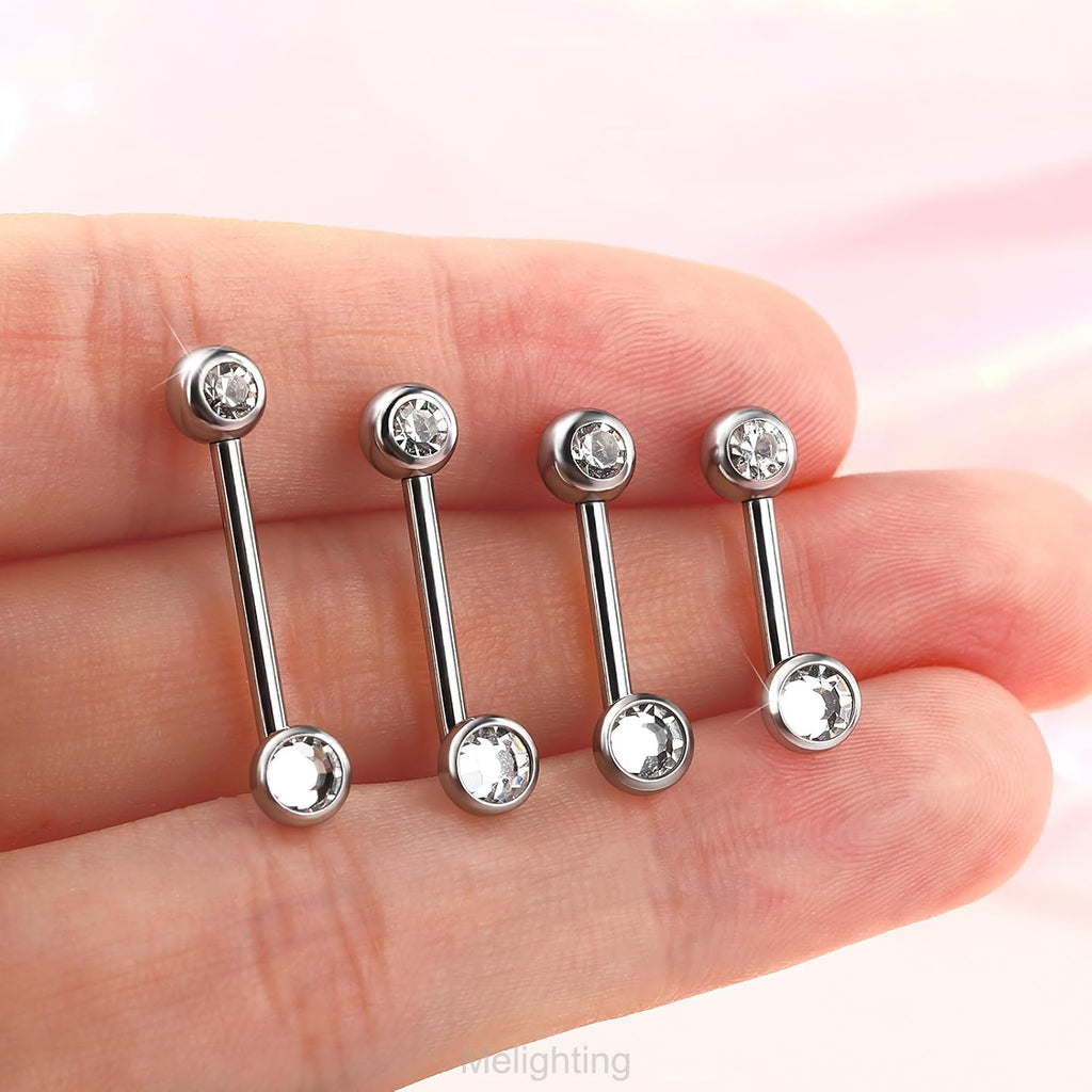 Melighting 14G Internally Threaded Belly Ring Stainless Steel 316L Belly Button Ring Transparent Round CZ Navel Piercing Jewellery for Women 10/12/14/16 mm - 我的商店我的商店我的商店