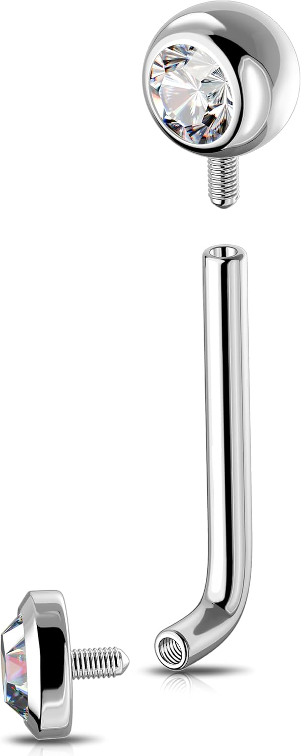 Melighting 14G Internally Threaded Belly Ring Stainless Steel 316L Belly Button Ring Transparent Round CZ Navel Piercing Jewellery for Women 10/12/14/16 mm - 我的商店我的商店我的商店