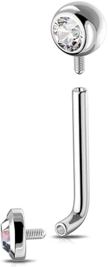 Melighting 14G Internally Threaded Belly Ring Stainless Steel 316L Belly Button Ring Transparent Round CZ Navel Piercing Jewellery for Women 10/12/14/16 mm - 我的商店我的商店我的商店