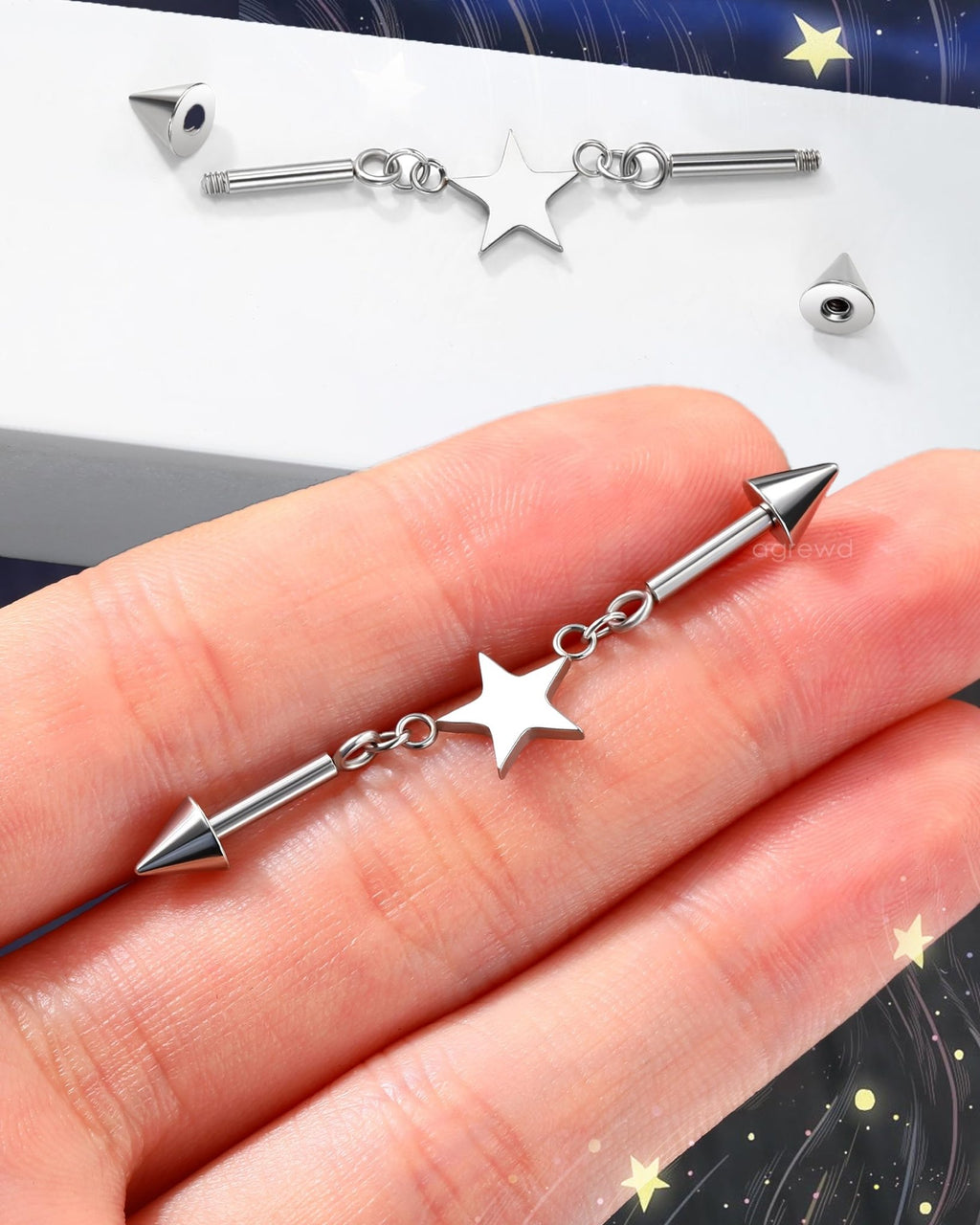 Minimalist Industrial Piercing Jewelry 14G 316L Stainless Steel Industrial Earrings 38MM Barbell - QIAO Crystal我的商店QIAO Crystal