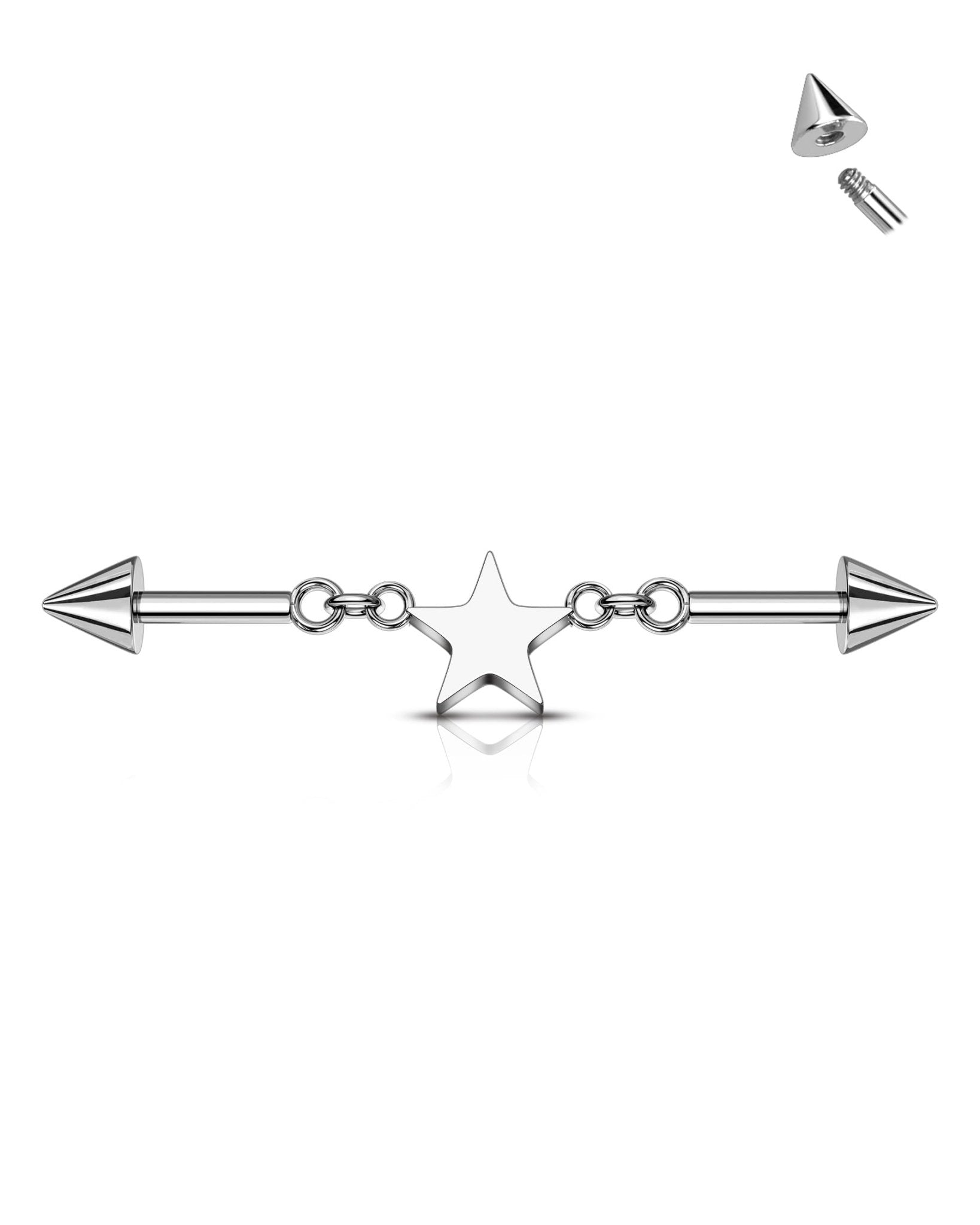 Minimalist Industrial Piercing Jewelry 14G 316L Stainless Steel Industrial Earrings 38MM Barbell - QIAO Crystal我的商店QIAO Crystal