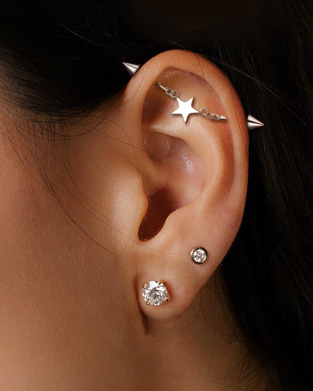 Minimalist Industrial Piercing Jewelry 14G 316L Stainless Steel Industrial Earrings 38MM Barbell - QIAO Crystal我的商店QIAO Crystal