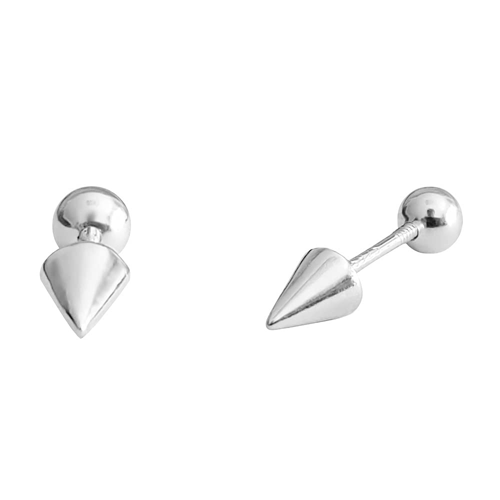 Minimalist Spike Ball Cartilage Stud Earrings for Women Girls 925 Sterling Silver Gold - Toned Small Cone Edgy Tragus Post Studs Barbell Screw Back Piercing Earring Chic Jewelry - QIAO Crystal我的商店QIAO Crystal
