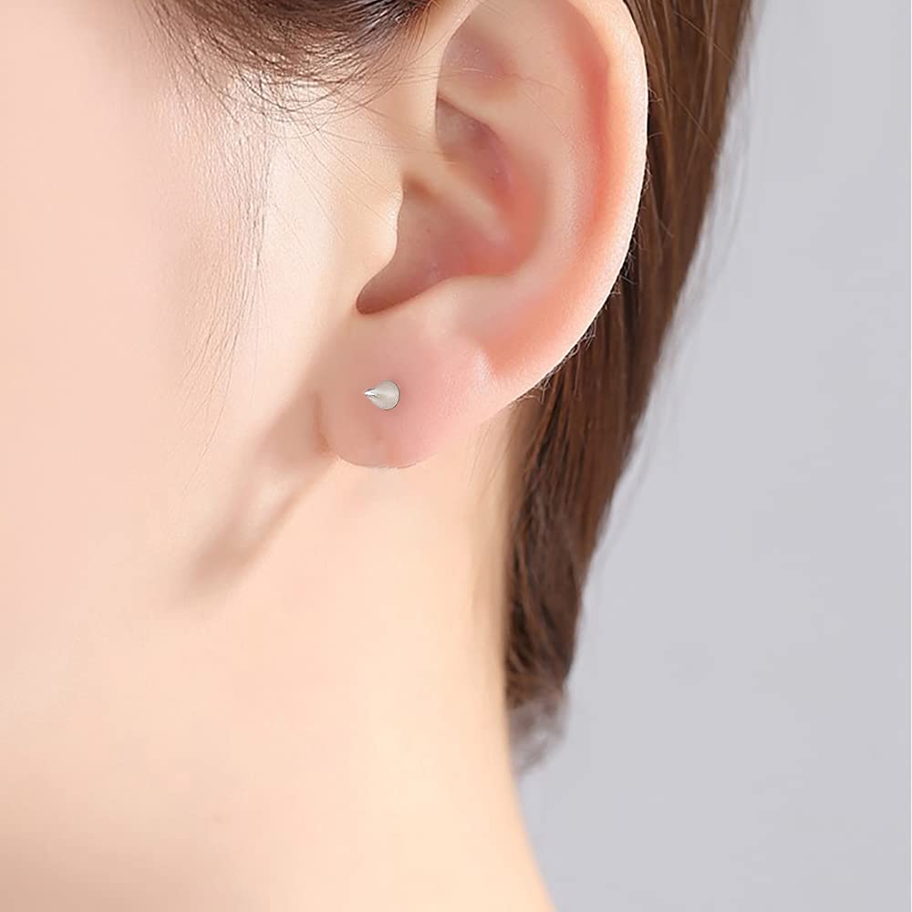 Minimalist Spike Ball Cartilage Stud Earrings for Women Girls 925 Sterling Silver Gold - Toned Small Cone Edgy Tragus Post Studs Barbell Screw Back Piercing Earring Chic Jewelry - QIAO Crystal我的商店QIAO Crystal