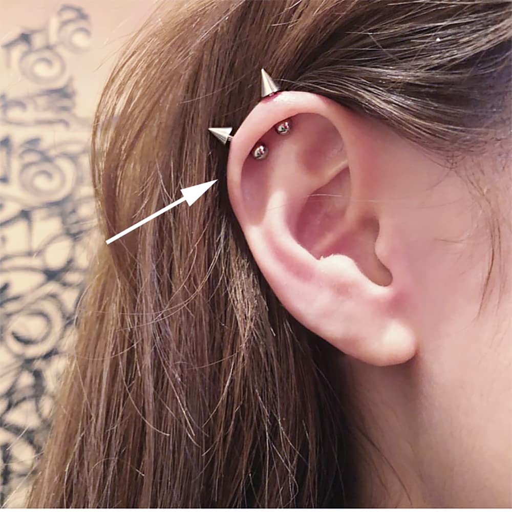 Minimalist Spike Ball Cartilage Stud Earrings for Women Girls 925 Sterling Silver Gold - Toned Small Cone Edgy Tragus Post Studs Barbell Screw Back Piercing Earring Chic Jewelry - QIAO Crystal我的商店QIAO Crystal