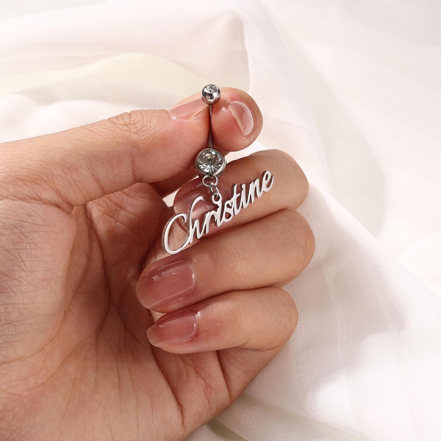 MMXX Custom Belly Ring for Women Personalized Name Initial Belly Button Ring with Heart Birthstone Nameplate Piercing Jewelry Elegant Gift for Birthday Gifts for Girlfriend, Wife - 我的商店我的商店我的商店