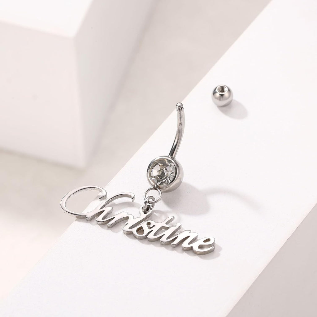 MMXX Custom Belly Ring for Women Personalized Name Initial Belly Button Ring with Heart Birthstone Nameplate Piercing Jewelry Elegant Gift for Birthday Gifts for Girlfriend, Wife - 我的商店我的商店我的商店