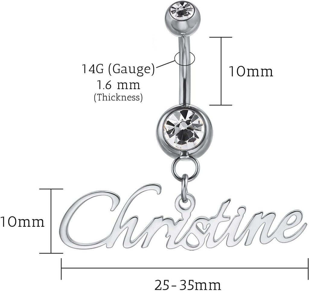 MMXX Custom Belly Ring for Women Personalized Name Initial Belly Button Ring with Heart Birthstone Nameplate Piercing Jewelry Elegant Gift for Birthday Gifts for Girlfriend, Wife - 我的商店我的商店我的商店