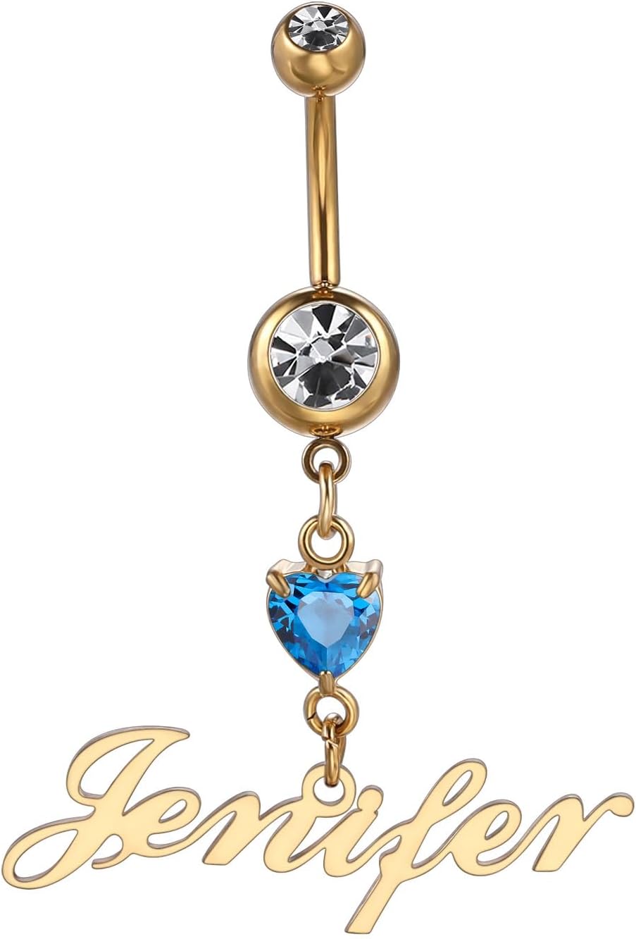 MMXX Custom Belly Ring for Women Personalized Name Initial Belly Button Ring with Heart Birthstone Nameplate Piercing Jewelry Elegant Gift for Birthday Gifts for Girlfriend, Wife - 我的商店我的商店我的商店