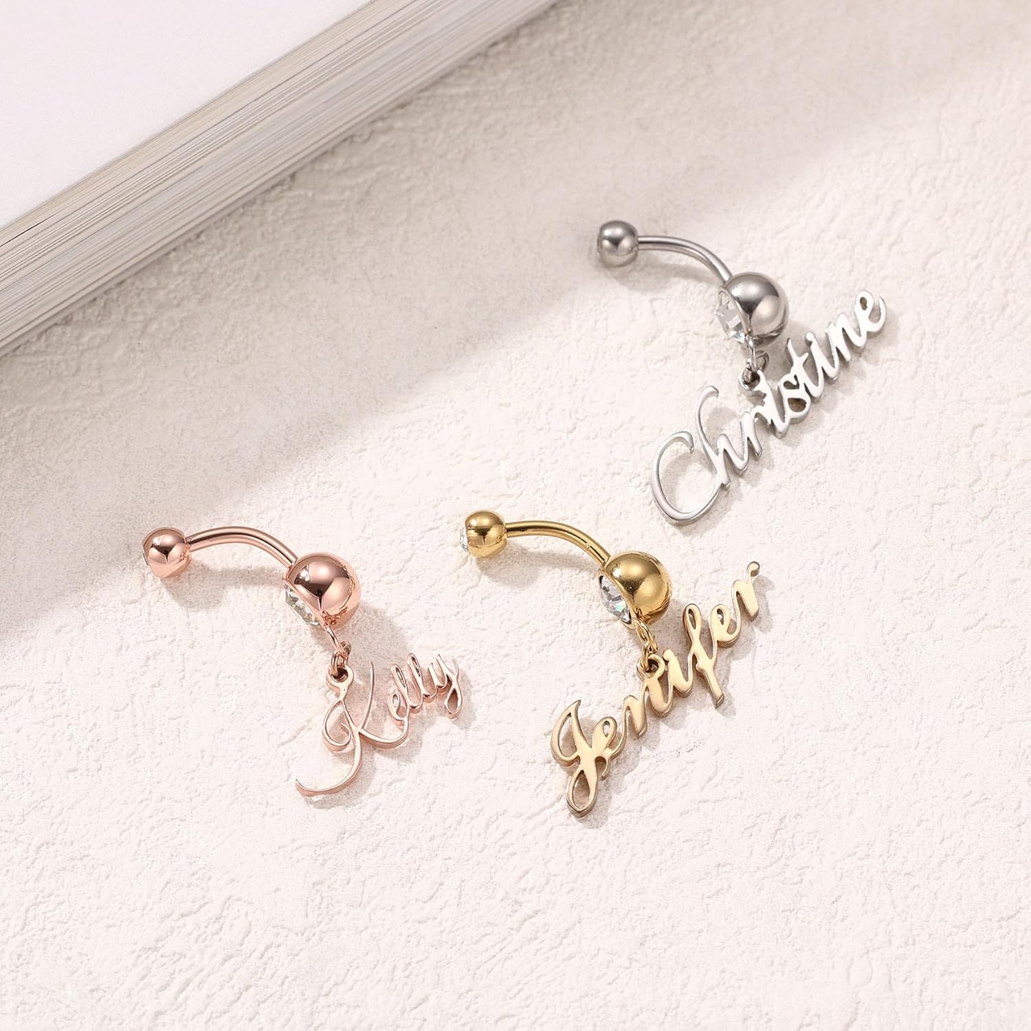 MMXX Custom Belly Ring for Women Personalized Name Initial Belly Button Ring with Heart Birthstone Nameplate Piercing Jewelry Elegant Gift for Birthday Gifts for Girlfriend, Wife - 我的商店我的商店我的商店