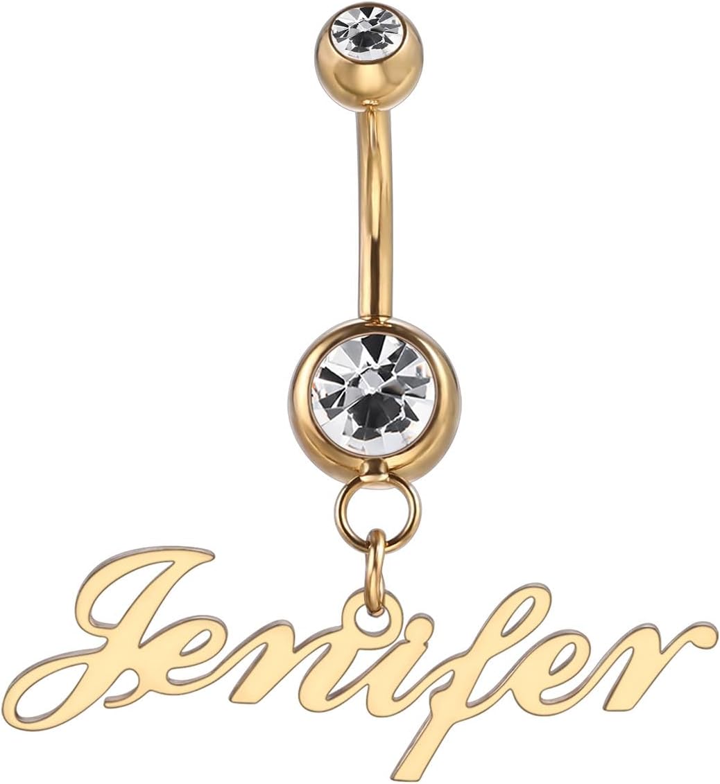 MMXX Custom Belly Ring for Women Personalized Name Initial Belly Button Ring with Heart Birthstone Nameplate Piercing Jewelry Elegant Gift for Birthday Gifts for Girlfriend, Wife - 我的商店我的商店我的商店