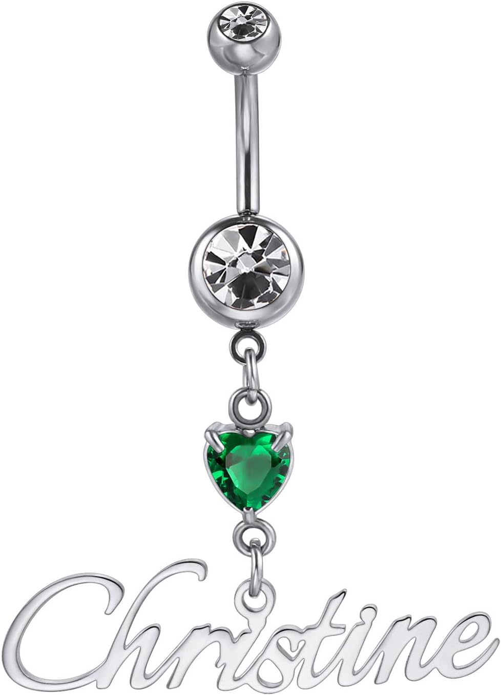 MMXX Custom Belly Ring for Women Personalized Name Initial Belly Button Ring with Heart Birthstone Nameplate Piercing Jewelry Elegant Gift for Birthday Gifts for Girlfriend, Wife - 我的商店我的商店我的商店