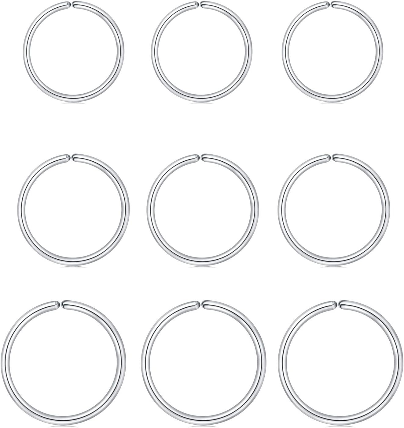 MODRSA 18g 20g 22g Nose Rings Hoops Silver Gold Hoop Nose Ring Surgical Steel Hypoallergenic Cartilage Hoop Earring Thin Helix Earring Hoops Tiny Small Lip Rings Piercing Jewelry 6mm 8mm 10mm - QIAO CrystalQIAO CrystalQIAO Crystal