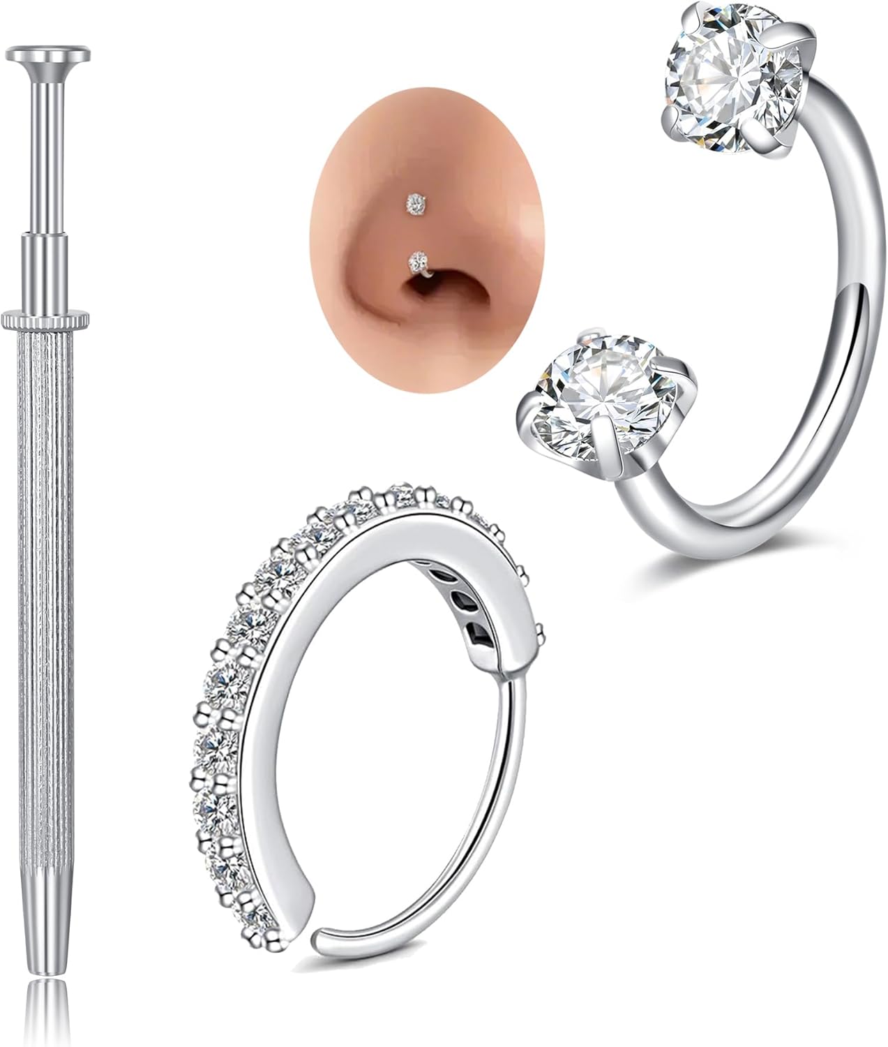 MODRSA 18g 20g 22g Nose Rings Hoops Silver Gold Hoop Nose Ring Surgical Steel Hypoallergenic Cartilage Hoop Earring Thin Helix Earring Hoops Tiny Small Lip Rings Piercing Jewelry 6mm 8mm 10mm - QIAO CrystalQIAO CrystalQIAO Crystal