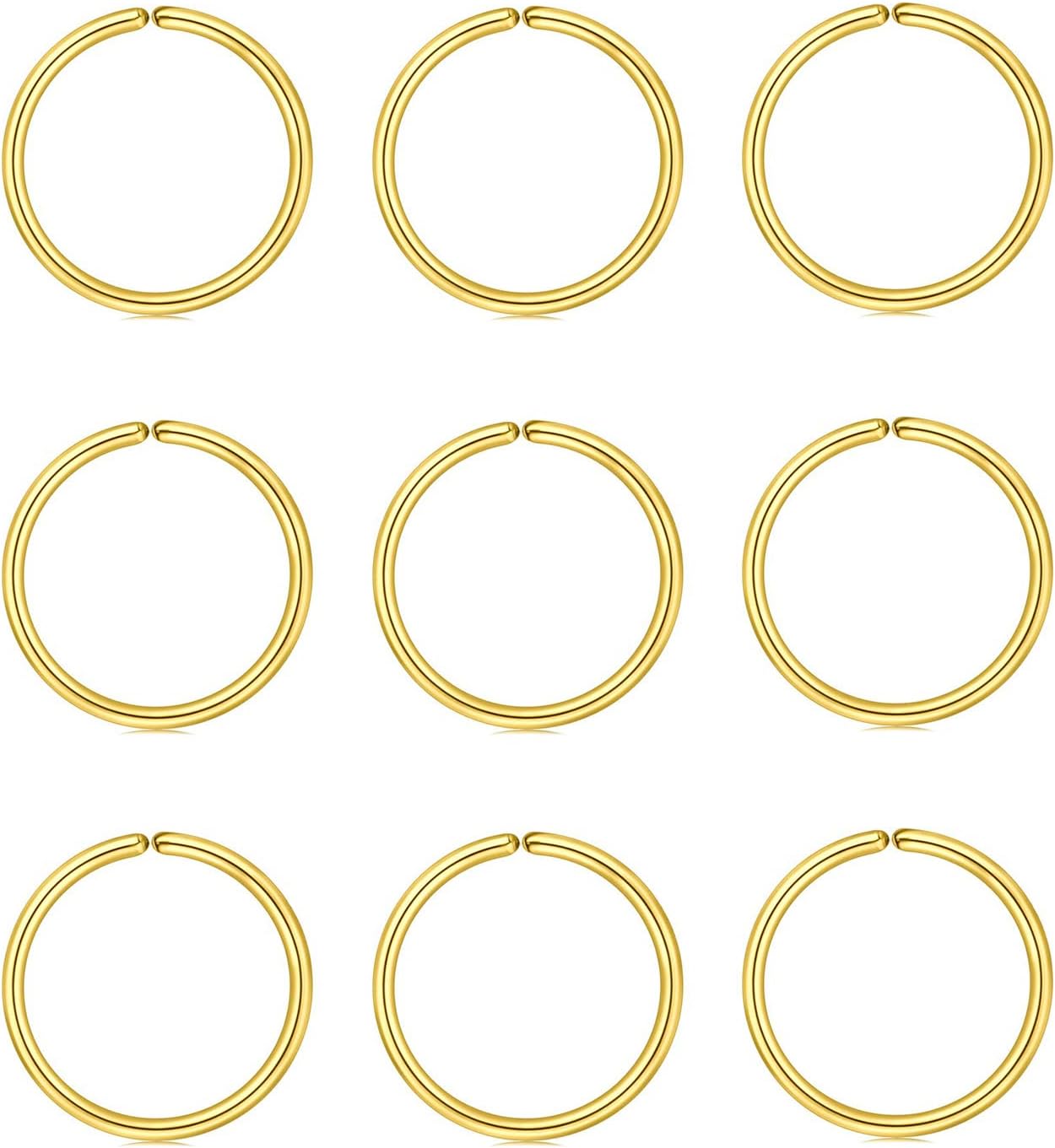 MODRSA 18g 20g 22g Nose Rings Hoops Silver Gold Hoop Nose Ring Surgical Steel Hypoallergenic Cartilage Hoop Earring Thin Helix Earring Hoops Tiny Small Lip Rings Piercing Jewelry 6mm 8mm 10mm - QIAO CrystalQIAO CrystalQIAO Crystal