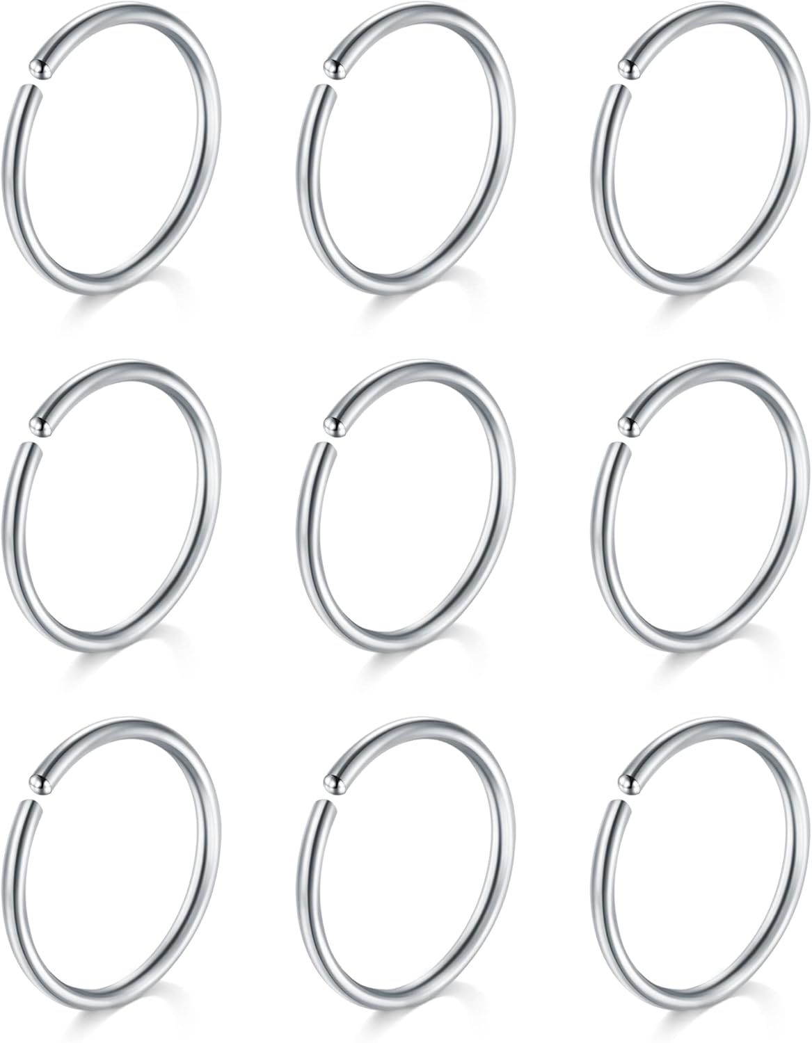 MODRSA 18g 20g 22g Nose Rings Hoops Silver Gold Hoop Nose Ring Surgical Steel Hypoallergenic Cartilage Hoop Earring Thin Helix Earring Hoops Tiny Small Lip Rings Piercing Jewelry 6mm 8mm 10mm - QIAO CrystalQIAO CrystalQIAO Crystal
