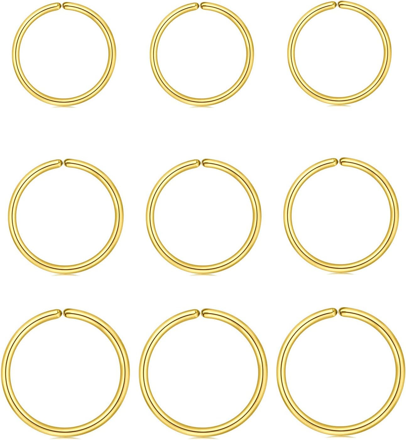 MODRSA 18g 20g 22g Nose Rings Hoops Silver Gold Hoop Nose Ring Surgical Steel Hypoallergenic Cartilage Hoop Earring Thin Helix Earring Hoops Tiny Small Lip Rings Piercing Jewelry 6mm 8mm 10mm - QIAO CrystalQIAO CrystalQIAO Crystal