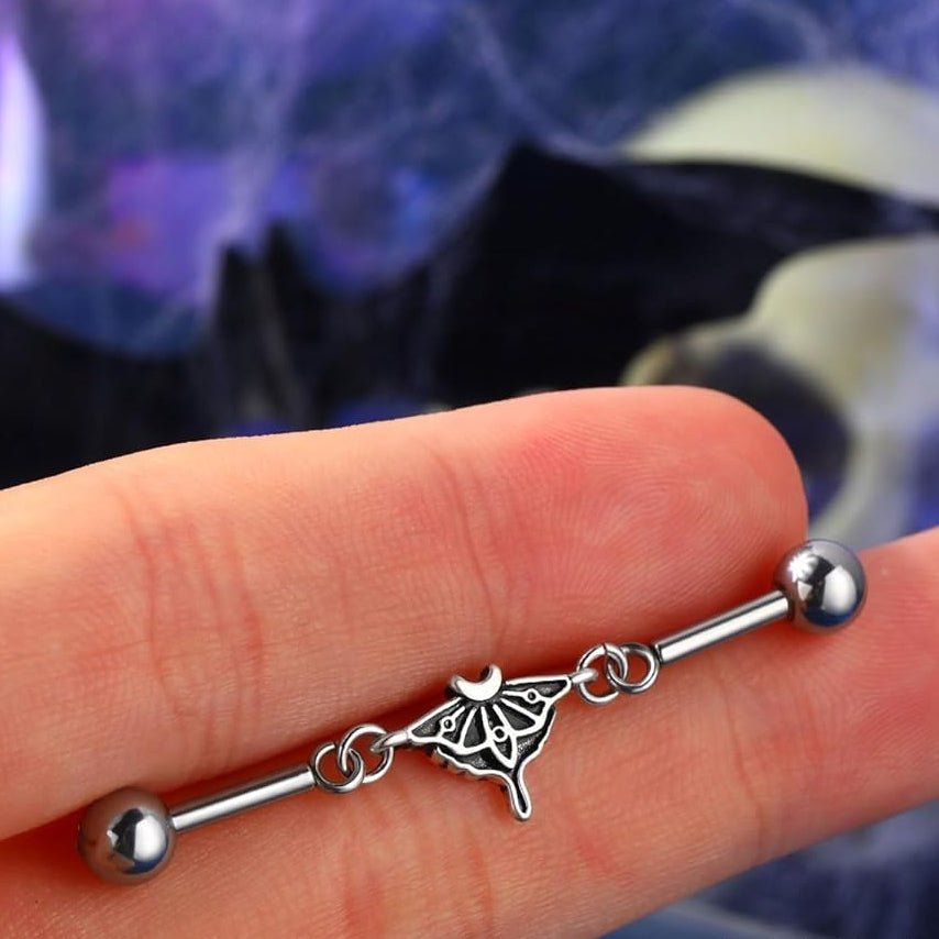 Moth Industrial Piercing jewelry 316L Surgical Steel 14G Industrial Earrings - QIAO CrystalQIAO CrystalQIAO Crystal