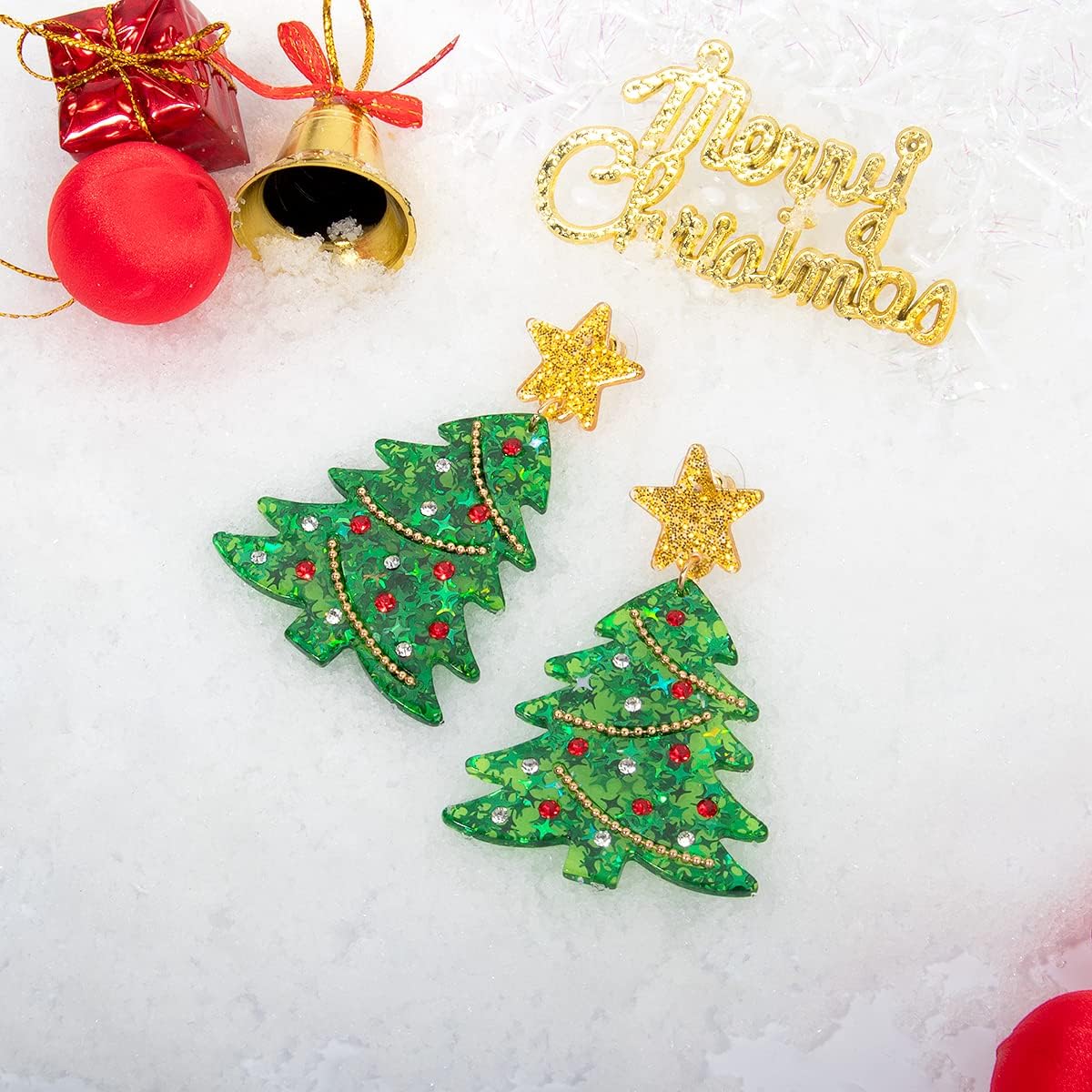 MUYAN Christmas Earrings for Women Holiday Earrings Jingle Bell Bow Tree Snowflake Stars Earrings Drop Dangle Earring Party Jewelry Festival Decoration - 我的商店我的商店我的商店