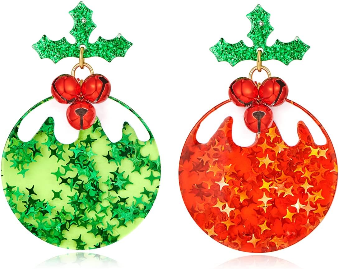 MUYAN Christmas Earrings for Women Holiday Earrings Jingle Bell Bow Tree Snowflake Stars Earrings Drop Dangle Earring Party Jewelry Festival Decoration - 我的商店我的商店我的商店