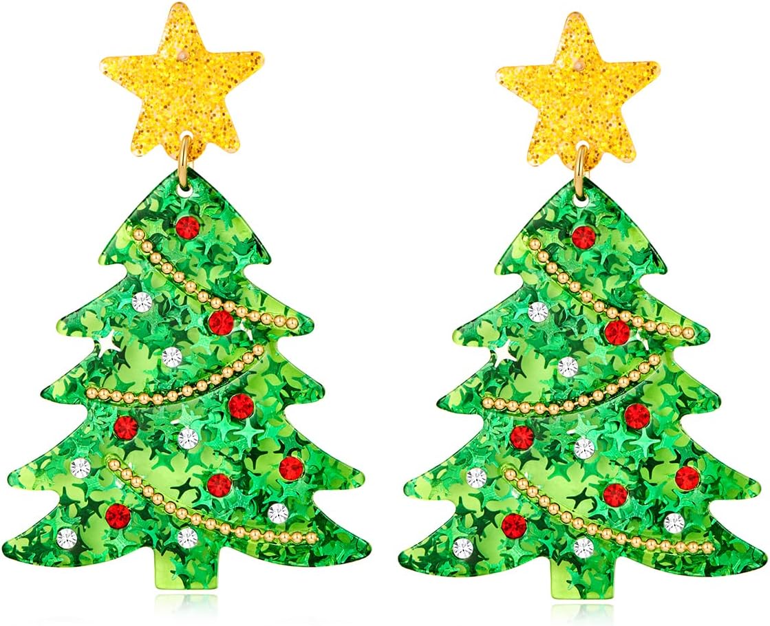 MUYAN Christmas Earrings for Women Holiday Earrings Jingle Bell Bow Tree Snowflake Stars Earrings Drop Dangle Earring Party Jewelry Festival Decoration - 我的商店我的商店我的商店