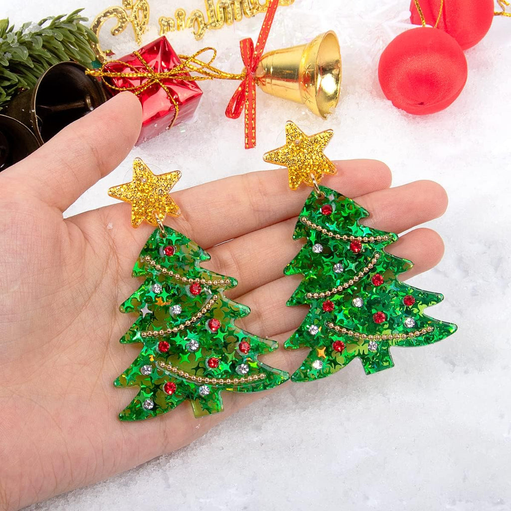 MUYAN Christmas Earrings for Women Holiday Earrings Jingle Bell Bow Tree Snowflake Stars Earrings Drop Dangle Earring Party Jewelry Festival Decoration - 我的商店我的商店我的商店