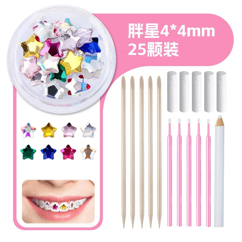 New round box tooth jewelry gemstone set professional glass crystal tooth gemstone set - QIAO CrystalQIAO CrystalQIAO Crystal