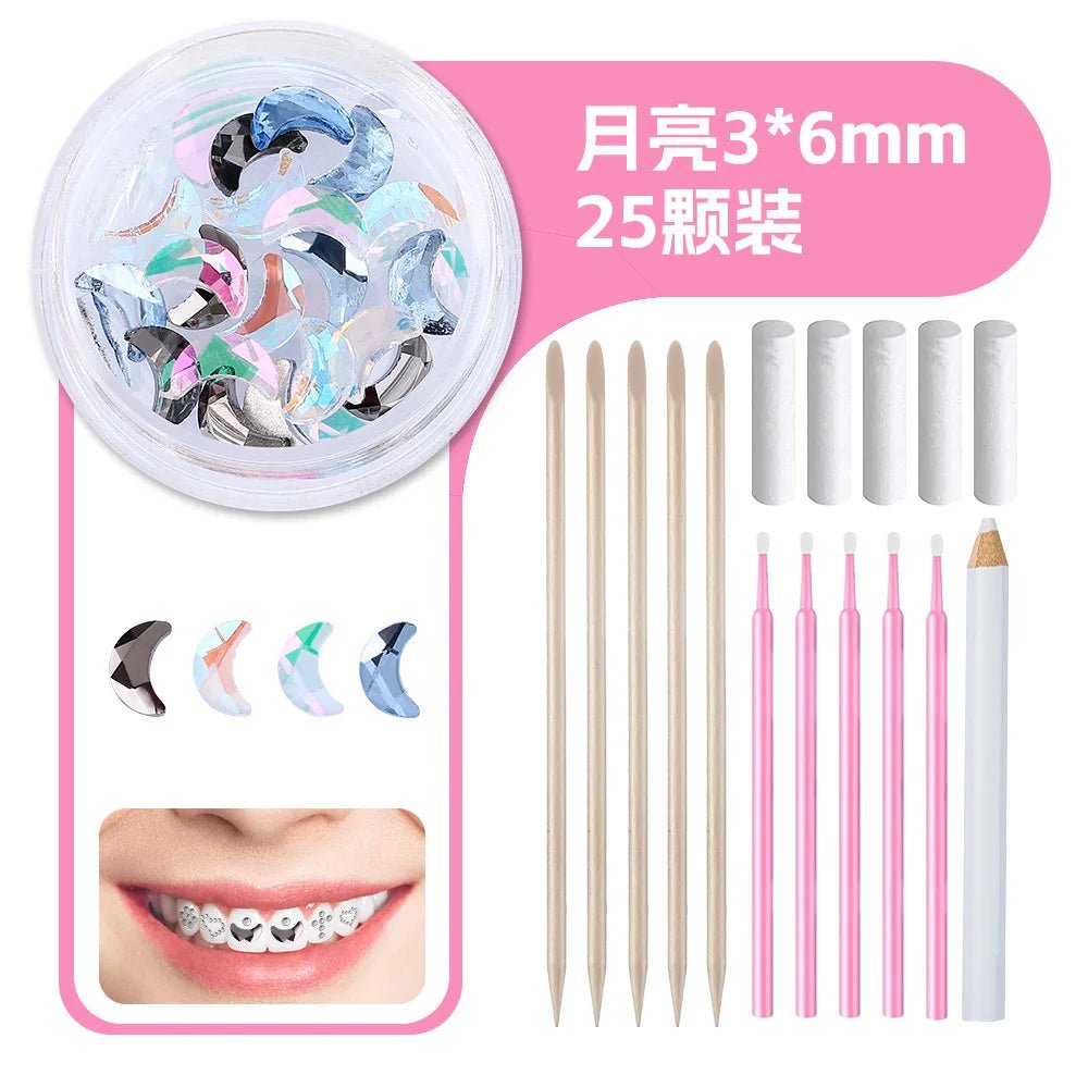 New round box tooth jewelry gemstone set professional glass crystal tooth gemstone set - QIAO CrystalQIAO CrystalQIAO Crystal