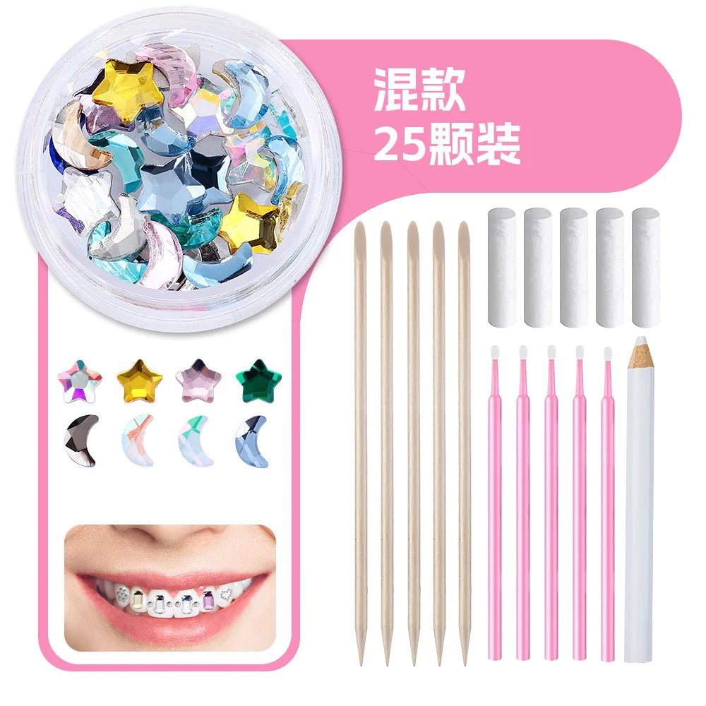 New round box tooth jewelry gemstone set professional glass crystal tooth gemstone set - QIAO CrystalQIAO CrystalQIAO Crystal