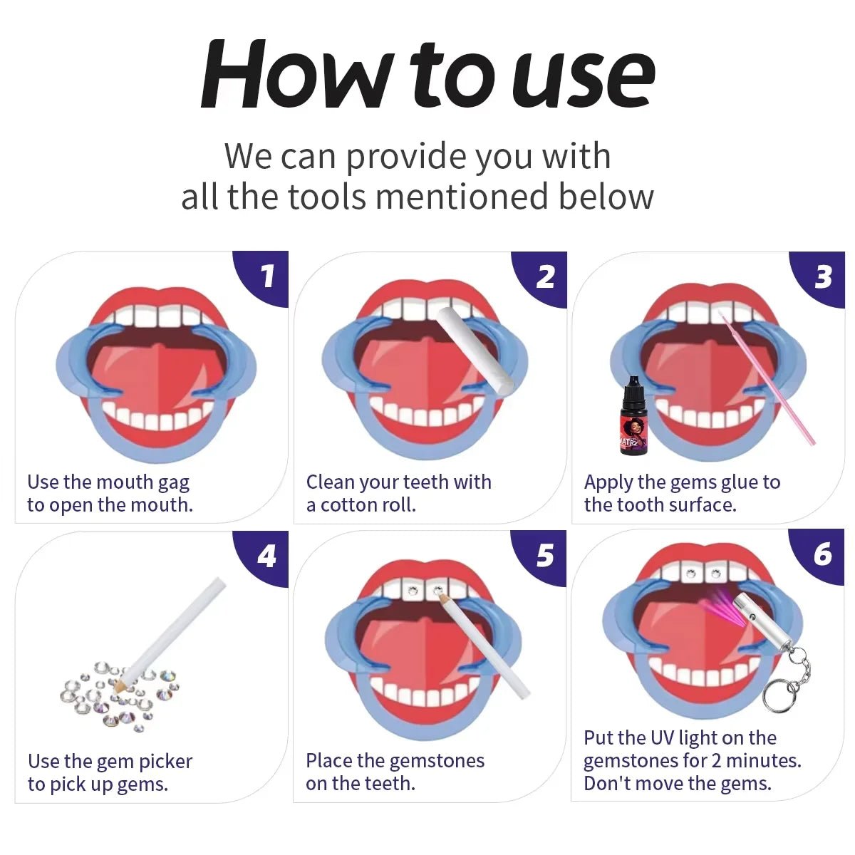 New round box tooth jewelry gemstone set professional glass crystal tooth gemstone set - QIAO CrystalQIAO CrystalQIAO Crystal