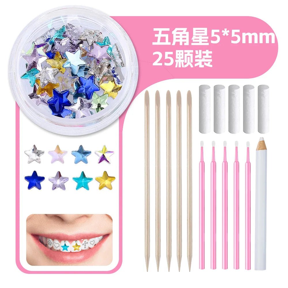 New round box tooth jewelry gemstone set professional glass crystal tooth gemstone set - QIAO CrystalQIAO CrystalQIAO Crystal