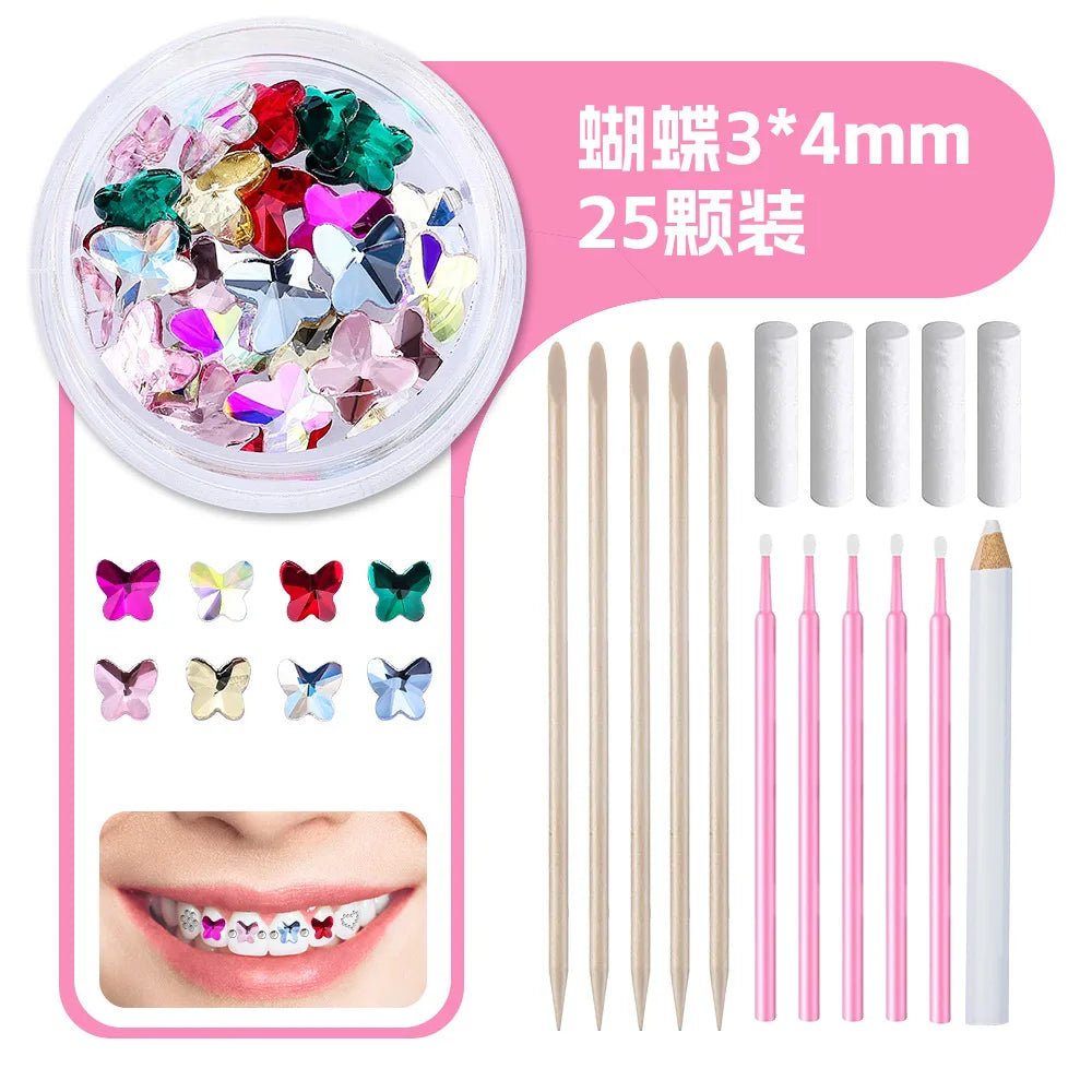 New round box tooth jewelry gemstone set professional glass crystal tooth gemstone set - QIAO CrystalQIAO CrystalQIAO Crystal