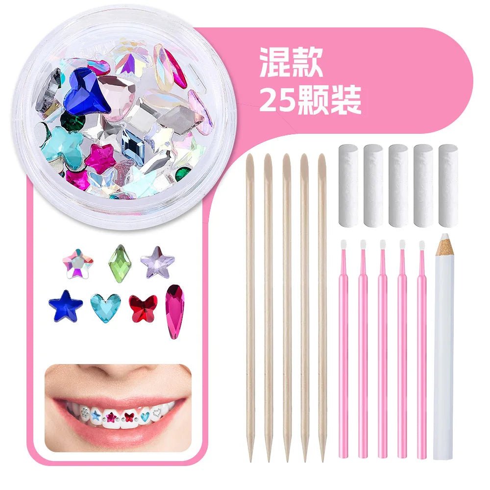 New round box tooth jewelry gemstone set professional glass crystal tooth gemstone set - QIAO CrystalQIAO CrystalQIAO Crystal