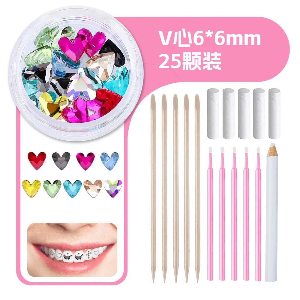 New round box tooth jewelry gemstone set professional glass crystal tooth gemstone set - QIAO CrystalQIAO CrystalQIAO Crystal