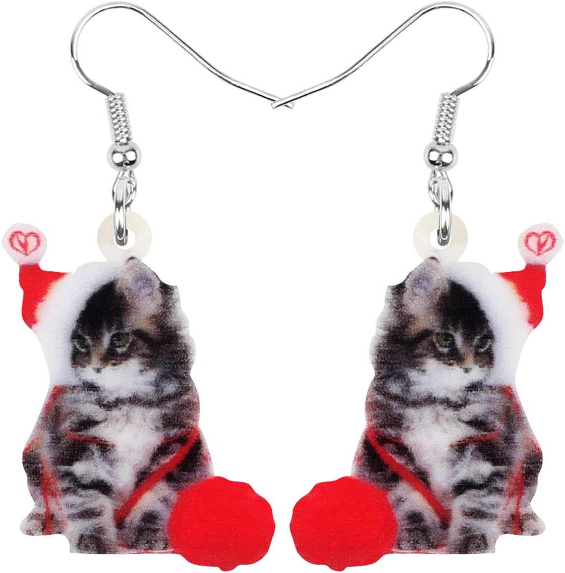 NEWEI Cute Christmas Cat Earrings Dangle Drop for Women Charm Decoration Gifts - QIAO Crystal我的商店QIAO Crystal