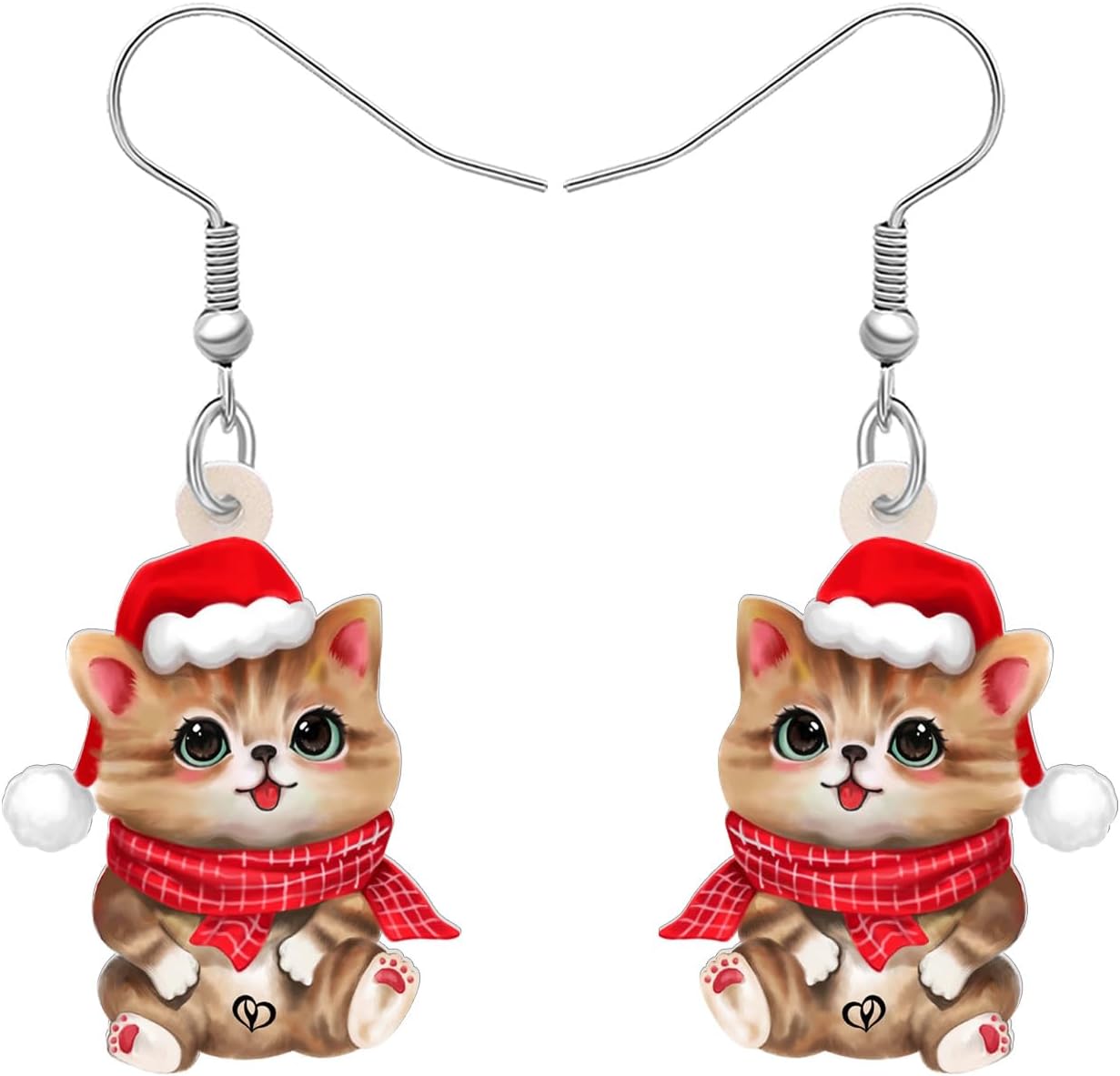 NEWEI Cute Christmas Cat Earrings Dangle Drop for Women Charm Decoration Gifts - QIAO Crystal我的商店QIAO Crystal