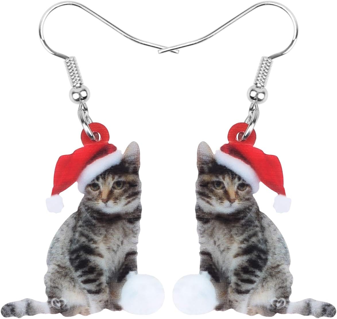 NEWEI Cute Christmas Cat Earrings Dangle Drop for Women Charm Decoration Gifts - QIAO Crystal我的商店QIAO Crystal