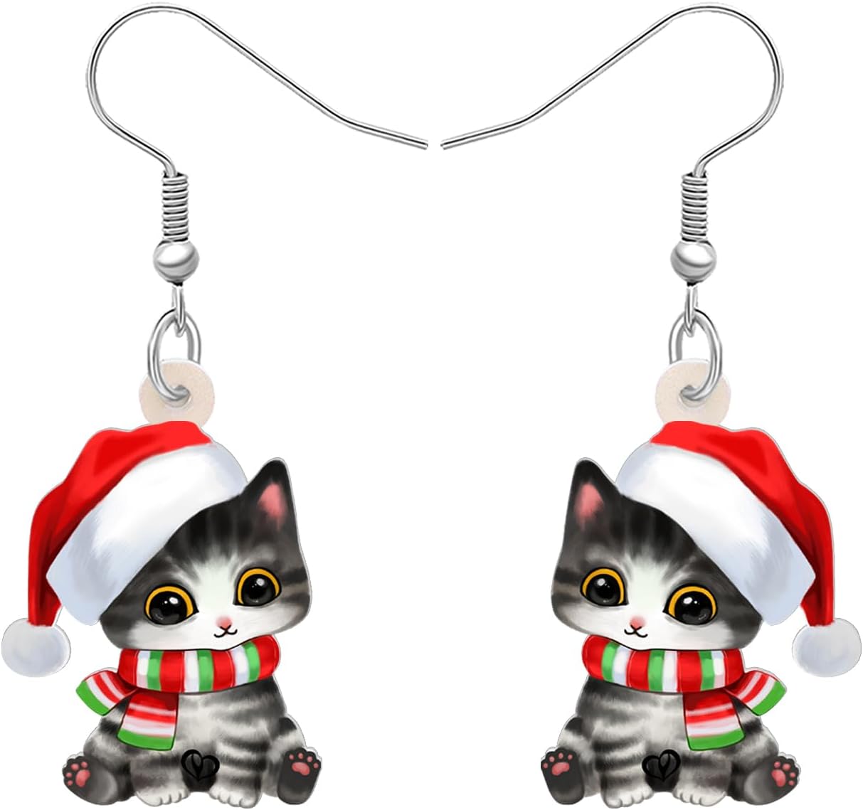NEWEI Cute Christmas Cat Earrings Dangle Drop for Women Charm Decoration Gifts - QIAO Crystal我的商店QIAO Crystal