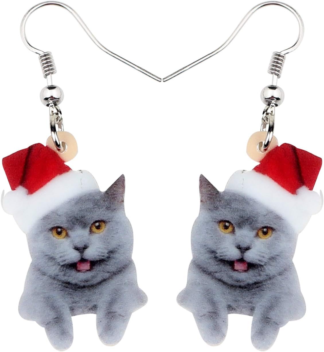 NEWEI Cute Christmas Cat Earrings Dangle Drop for Women Charm Decoration Gifts - QIAO Crystal我的商店QIAO Crystal
