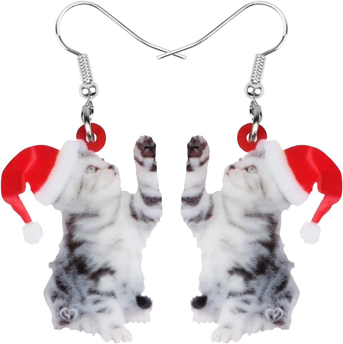 NEWEI Cute Christmas Cat Earrings Dangle Drop for Women Charm Decoration Gifts - QIAO Crystal我的商店QIAO Crystal
