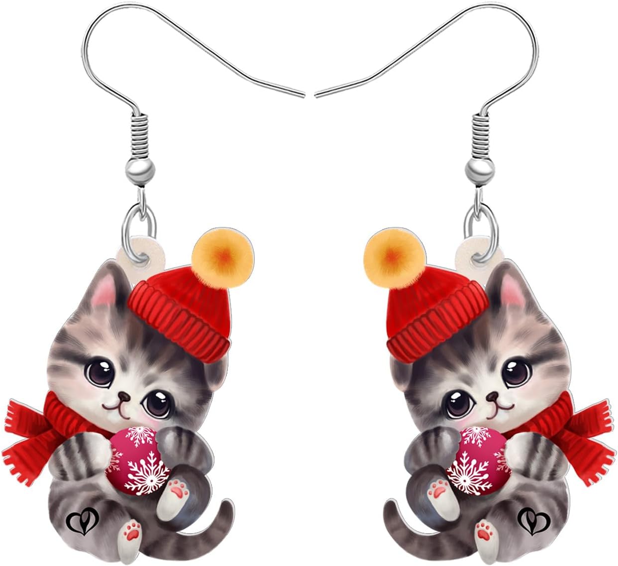 NEWEI Cute Christmas Cat Earrings Dangle Drop for Women Charm Decoration Gifts - QIAO Crystal我的商店QIAO Crystal
