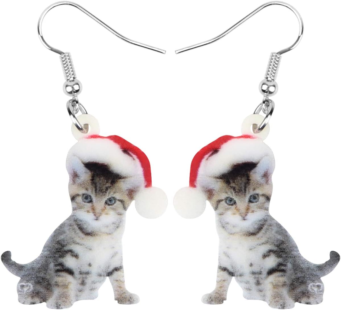 NEWEI Cute Christmas Cat Earrings Dangle Drop for Women Charm Decoration Gifts - QIAO Crystal我的商店QIAO Crystal