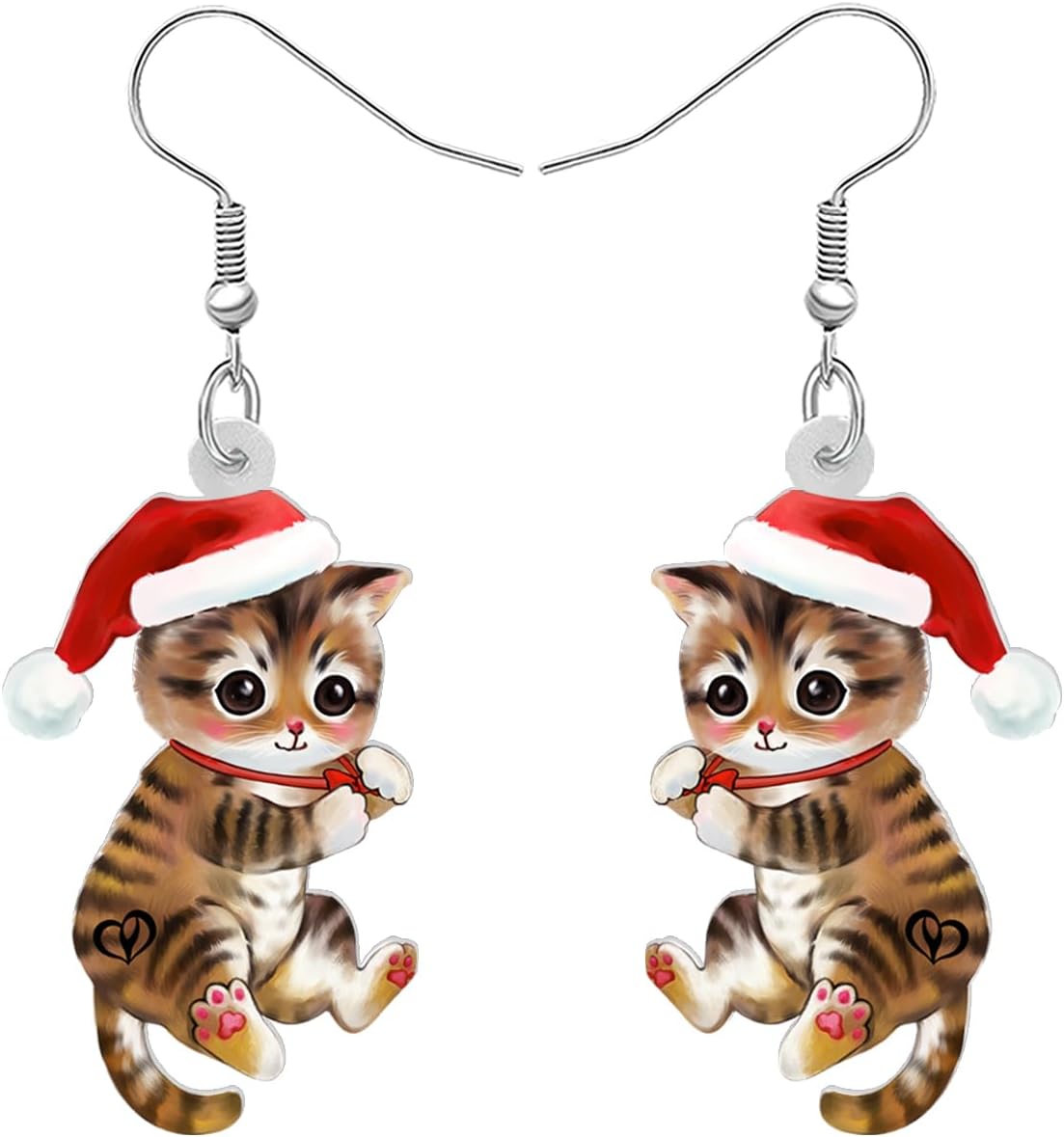 NEWEI Cute Christmas Cat Earrings Dangle Drop for Women Charm Decoration Gifts - QIAO Crystal我的商店QIAO Crystal