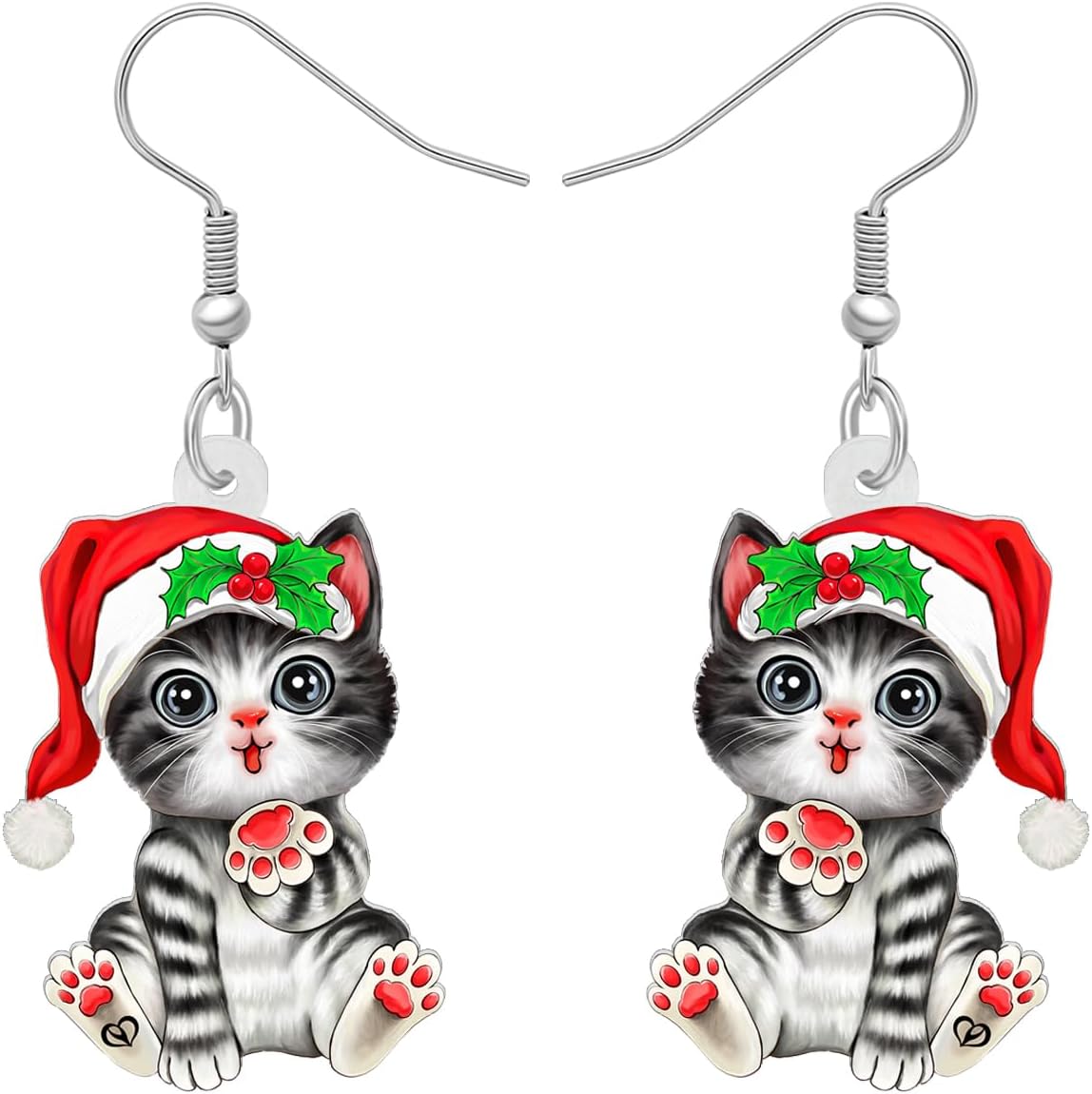 NEWEI Cute Christmas Cat Earrings Dangle Drop for Women Charm Decoration Gifts - QIAO Crystal我的商店QIAO Crystal