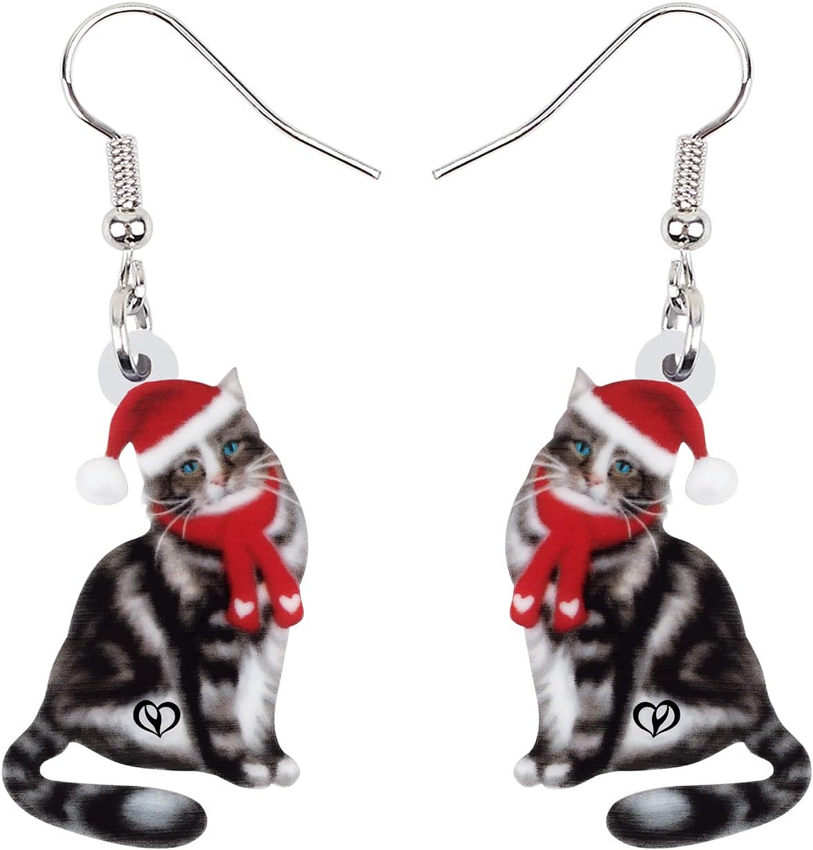 NEWEI Cute Christmas Cat Earrings Dangle Drop for Women Charm Decoration Gifts - QIAO Crystal我的商店QIAO Crystal