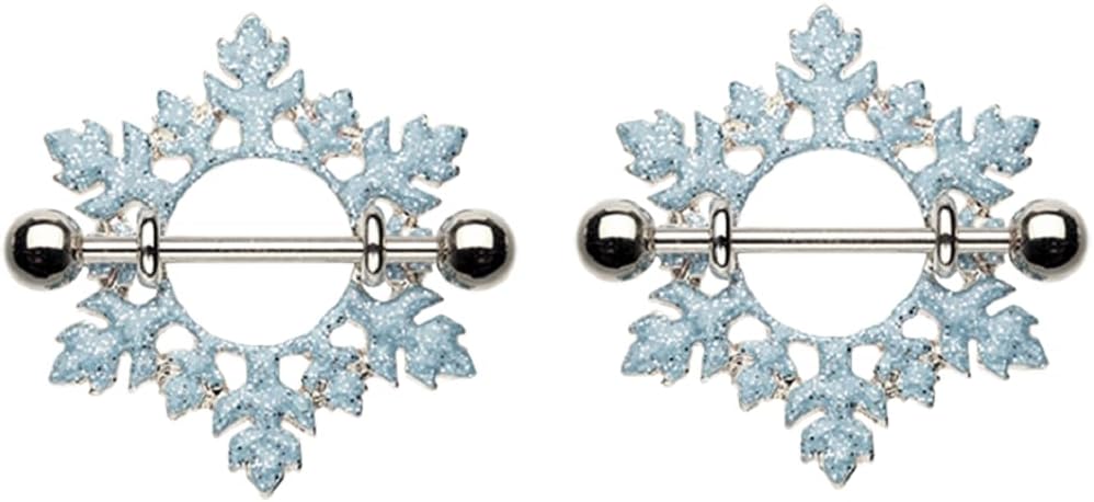 Nipple Bar Glam Snowflake Nipple Shield Ring Sold as Pair - QIAO CrystalQIAO CrystalQIAO Crystal