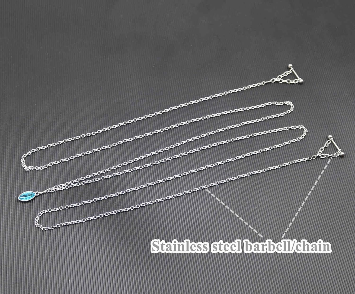 Nipple Chains Pierced Necklace 14G Barbells Nipple Rings Drizzle Dangle Body Piercing Jewelry - QIAO CrystalQIAO CrystalQIAO Crystal